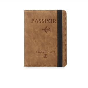 NEW Brown faux leather RFID protection passport cover card holder wallet B191